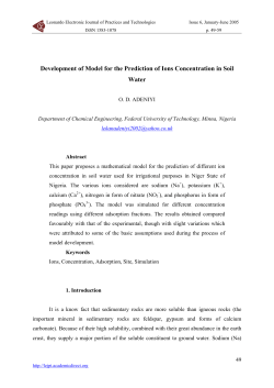 Development of Model for the Prediction of Ions Concentration in