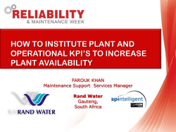 HOW TO INSTITUTE PLANT AND OPERATIONAL KPI`S TO