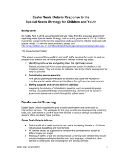 Easter Seals Ontario Response to the Special Needs Strategy for