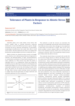Tolerance of Plants in Response to Abiotic Stress Factors