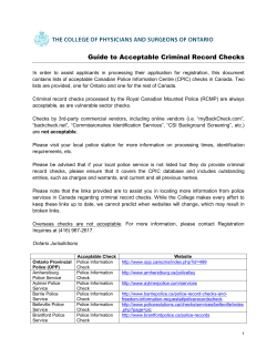 Guide to Acceptable Criminal Record Checks
