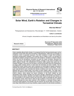Solar Wind, Earth`s Rotation and Changes in Terrestrial Climate