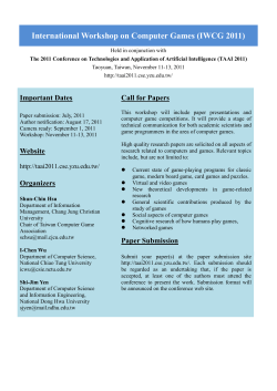 International Workshop on Computer Games (IWCG 2011)