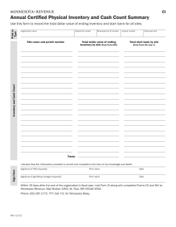 Form CI, Annual Certified Physical Inventory and Cash Count