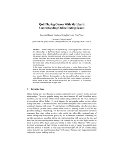 Quit Playing Games With My Heart: Understanding Online Dating