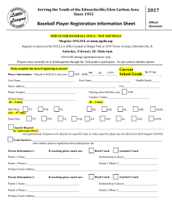 2017 Baseball Player Registration Information Sheet