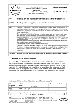 Recommendation NB-MED/2.1/Rec5 Placing on the market of fully