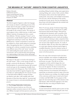 the meaning of &ldquo;nature&rdquo;: insights from cognitive linguistics