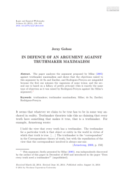 in defence of an argument against truthmaker maximalism