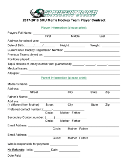 2017-2018 SRU Men`s Hockey Team Player Contract