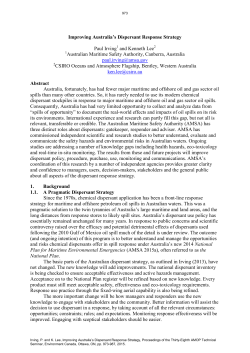 Continual improvement in Australia`s dispersant response strategy