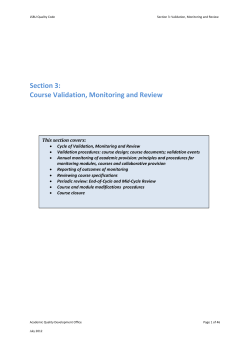 Section 3: Course Validation, Monitoring and Review
