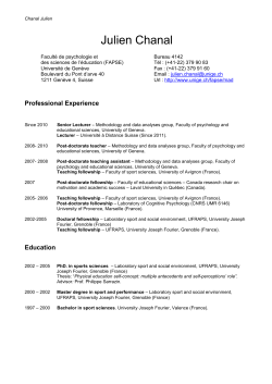 Julien Chanal - Universit&eacute; de Gen&egrave;ve