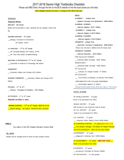 2017-2018 Senior High Textbooks Checklist