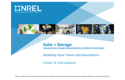 NREL Solar+Storage Modeling Input Assumptions