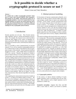 Is it possible to decide whether a cryptographic protocol is secure or