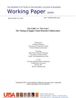 Working Paper SERIES - UTSA College of Business