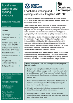 Statistical Release - Local area walking and cycling