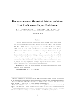 Damage rules and the patent hold up problem : Lost Profit versus