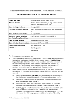 DISCIPLINARY COMMITTEE OF THE