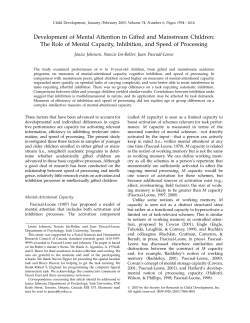 Development of Mental Attention in Gifted and