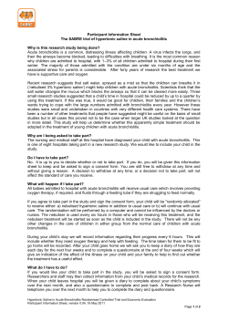 Participant Information Sheet The SABRE trial of hypertonic saline in