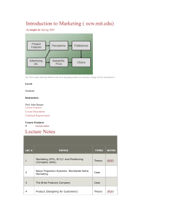 Introduction to Marketing ( ocw - edu,