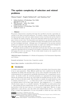 The update complexity of selection and related problems