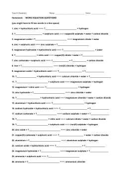 Naming Chemicals and Word Equations