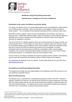 PSP Steering Group Terms of Reference - James Lind Alliance