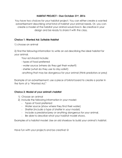 HABITAT PROJECT &ndash; Due October 31st, 2016 You have two