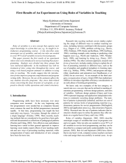 First results of an experiment on using roles of variables in teaching