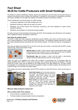 Fact Sheet - NLIS for Cattle Producers with Small Holdings