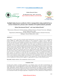 Sunlight induced green synthesis of silver nanoparticles using