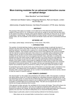 More training modules for an advanced interactive course on