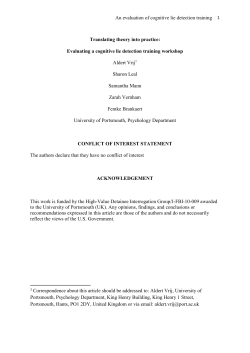 An evaluation of cognitive lie detection training 1 Translating theory
