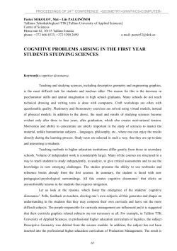 cognitive problems arising in the first year students studying sciences