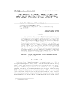 TEMPERATURE - GERMINATION RESPONSES OF SUNFLOWER