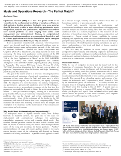 Music and Operations Research - The Perfect