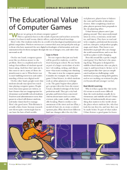 The Educational Value of Computer Games