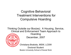 Cognitive Behavioral Treatment Interventions for