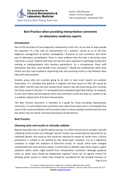Best Practice when providing interpretative comments on laboratory