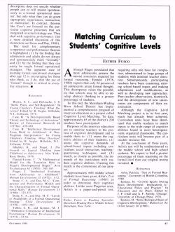 Matching Curriculum to Students` Cognitive Levels