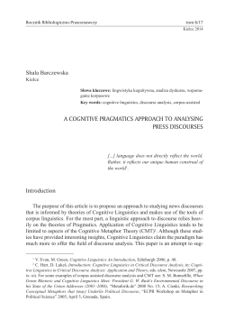 a cOgNitive pragmaticS apprOach tO aNaLySiNg preSS diScOurSeS
