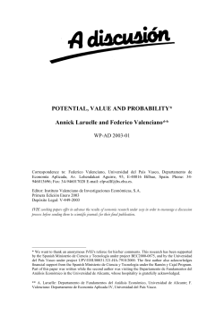 POTENTIAL, VALUE AND PROBABILITY* Annick Laruelle and