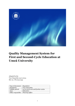 Quality Management System for First and Second
