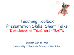 Teaching Toolbox Presentation Skills: Short Talks