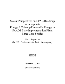 States` Perspectives on EPA`s Roadmap to Incorporate Energy
