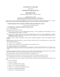 JUSTICES OF THE PEACE ACT - O. Reg. 400/01