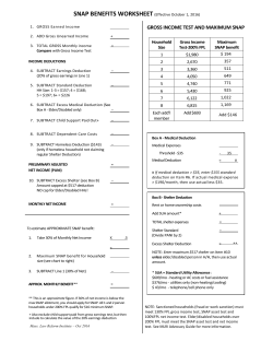GROSS INCOME TEST AND MAXIMUM SNAP